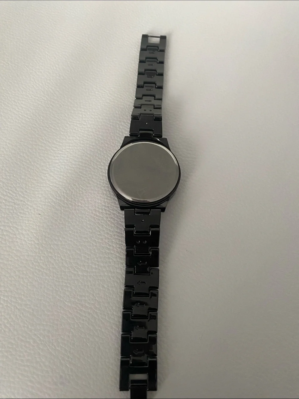 Unisex Women’s & Men Black Crystal Rhinestone Round LED Metal Strap Timer Watch
